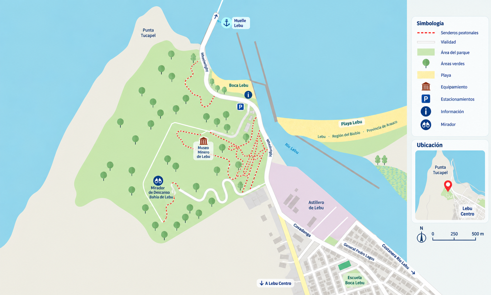 Mapa ilustrado del parque Parque del Carbón de Lebu