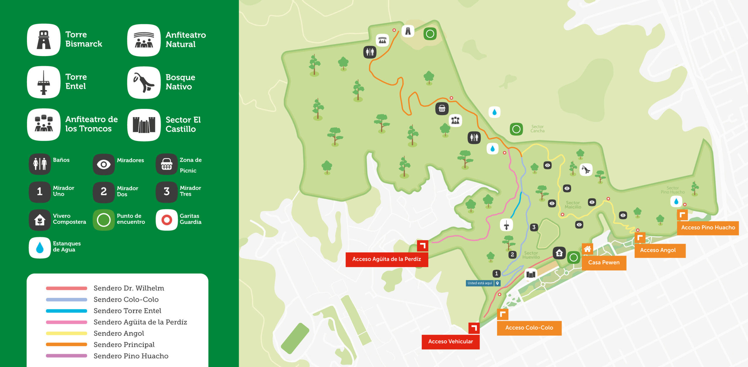 Mapa ilustrado del parque Parque Met. Cerro Caracol